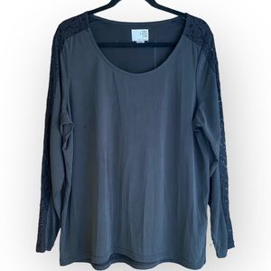 2 for $35 Vero Moda Modal Silky Long Sleeve Top with Lace Sleeve Detail Size XL